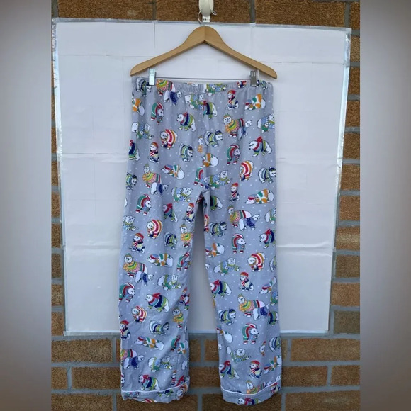 Nick & Nora Pajama PJ Set Polar Bears Fleece Button Front Long Sleeve large - Picture 6 of 14